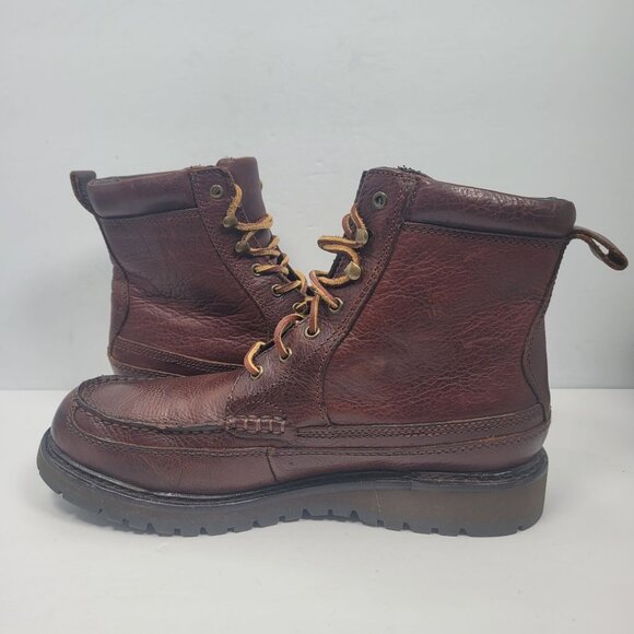 Polo Ralph Lauren Willingcott Men's Brown Leather Lace-Up Boots 14323 US Size 8D - Picture 6 of 11